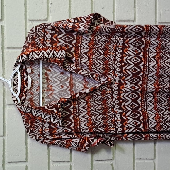 Mlle Gabrielle Brown/Orange/Red V-Neck Maxi Dress. Size 2X - Picture 2 of 8